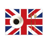 DASNK 4 Manteles Individuales de Mesa Lavable Antimanchas Antideslizante Resistente Al Calor PVC Vinilo Salvamanteles,Bandera británica,30x45cm