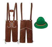 Dasongff 2026 - Disfraz de Bávaro para hombre, 2 piezas, bordado tradicional + sombrero alpino alemán para el Oktoberfest alemán bávaro, fiesta y festival de la cerveza
