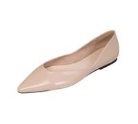 Dasongff Bailarinas Mujer Cómodo Zapatos Planos para Mujer de Imitación Cuero Transpirable Bailarinas Mujer Cuero Punta Puntiaguda Zapatos de Paseo para Trabajo, Ciudad o Diario, beige, 39 EU