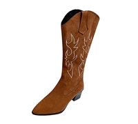 Dasongff Boots Mujer Bohemia Moto Vintage Botas de Moda Retro Cortos Zapatos Transpirable Tacones Mujeres Cremallera Alta Gruesa Botas para Mujeres Calcetines Largos Blancos, marrón, 37 EU