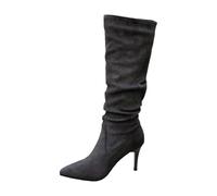Dasongff - Botas altas para mujer, botas altas para mujer, botas altas y largas, elegantes, puntiagudas, estilo vintage, para fiestas, vacaciones, cócteles, fiestas, clubbing, noche, bodas, gris, 41