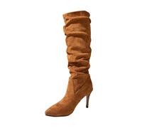 Dasongff - Botas altas para mujer, botas altas para mujer, botas altas y largas, elegantes, puntiagudas, estilo vintage, para motocicleta, fiesta, fiesta, fiesta, clubbing, noche, boda, marrón, 39 EU