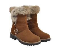 Dasongff Botas de nieve de invierno para mujer, botas cálidas forradas, botas cortas cómodas, antideslizantes e impermeables, para el trabajo al aire libre, traje de esquí, moto y ciclismo, marrón, 39