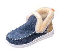 Dasongff Botas De Nieve Mocasines Para Mujeres Zapatillas Botas De Invierno Cálidas Botines Zapatos Al Aire Libre Forrado De Piel Para Mujeres Baratos, azul marino, 37 EU