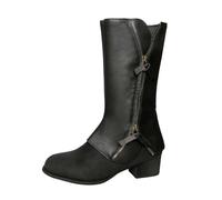 Dasongff Botas de vaquero para mujer, botas occidentales para vaqueras de tacón grueso mediados de pantorrilla y puntiagudas para trabajo al aire libre, traje de esquí, moto ciclismo, Negro , 36 EU