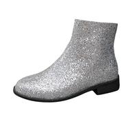 Dasongff Botas y Botas de Mujer con Lentejuelas de Moda Botas Gruesas Cómodas Botines de Moda para Otoño e Invierno, plata, 37 EU
