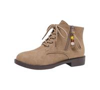 Dasongff Botines de gamuza para mujer Vintage Chelsea Vaquero Botas Botas Botas cálidas Impermeables Cómodas con Puntera Redonda con Flecos y Hebilla de Tacón Bajo, Botas Flequillos Camperos Etnici