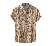 Dasongff - Camisa hawaiana para hombre de manga corta para hombre, con cuello en V, manga corta, barata para noche, con botones delanteros, planchado, no arrugable, talla grande, caqui, XL