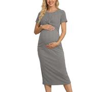 Dasongff - Camisón de noche para mujer, vestido patinador de lactancia, vestidos para embarazo, lactancia, pijama sin mangas, pijama de lactancia maternidad, gris, L