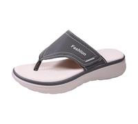 Dasongff Chanclas mujer con soporte para arco sandalias para caminar para frauen cuero deporte grueso cojín recuperación flip flops slip en interior al aire libre verano casual, gris, 42 EU