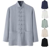 Dasongff Chaqueta Kung Fu suelta, Tai Chi Uniforme Hombres Chino Kung Fu Ropa de Algodón Ropa Ropa de Ropa Chun, Manga Larga Tang Traje Hanfu Chaqueta Hanfu, C1 Negro, M