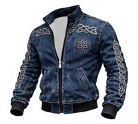 Dasongff - Chaqueta militar de exterior a prueba de viento (valhalla, máscara de lobo odin runes norse brújula vikingos, chaqueta de carga para hombre, cuello alto, chaqueta mediados de temporada de