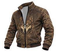 Dasongff - Chaqueta militar de exterior a prueba de viento (valhalla, máscara de lobo odin runes norse brújula vikingos, chaqueta de carga para hombre, cuello alto, chaqueta mediados de temporada de