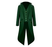 Dasongff Chaqueta Smoking Gótico Medieval Hombre Punk Disfraz Halloween Gran Talla Abrigo Steampunk Renacimiento Vintage Blazer Victoriano Carnaval Mi Largo Retro Victoriano Vampiro Pirata, B2 Verde