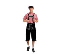 Dasongff - Disfraz de 3 piezas para hombre, pantalón bávaro bordado tradicional + camisa tirolesa a cuadros + sombrero alpino alemán para el Oktoberfest alemán bávaro, fiesta y festival de la cerveza