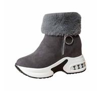 Dasongff Mujer Botas de Nieve Piel Forrado Caliente Al Aire Libre Antideslizante Botas De Invierno Baratos 2025, gris, 43 EU