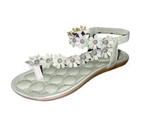 Dasongff Orthopädische Sandalen Damen Elegant Coole Mit Fussbett Sandaletten Bequem Boho Flip Flops Flache Weichen Lässige Offene Zehentrenner Sommerschuhe Strandschuhe, P Verde, 42 EU