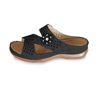 Dasongff Sandalias Mujer Cuero Cómodo Transpirable Antideslizante Sandals Cuñas con Soporte del Arco Sandalias Ortopédicas Punta Abierta Zapatos de Playa, Negro , 40 EU
