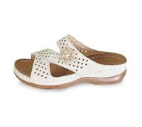 Dasongff Sandalias Mujer Cuero Cómodo Transpirable Antideslizante Sandals Cuñas con Soporte del Arco Sandalias Ortopédicas Punta Abierta Zapatos de Playa, blanco, 41 EU
