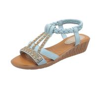Dasongff Sandalias Mujer Verano Cómodas Sandalias Ortopédicas Plataforma Para Mujer Zapatos De Verano Elegantes De Playa Ligeras Tacón Cuña Cómodo Romanas Lavables Verano Chic A 39, azul claro, 37 EU
