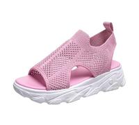 Dasongff Sandalias Mujer Verano Cómodo Deporte Sandalias Ortopédicas Mujer Confort Chic Transpirable Zapato Ortopédico Tejer Zapatos De Senderismo Mujeres para Caminar y Playa, rosa, 35 EU