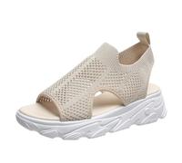 Dasongff Sandalias Mujer Verano Cómodo Deporte Sandalias Ortopédicas Mujer Confort Chic Transpirable Zapato Ortopédico Tejer Zapatos De Senderismo Mujeres para Caminar y Playa, beige, 38 EU