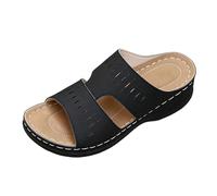 Dasongff Sandalias Mujer Verano Moda Ortopédica Slides Cómodo Soporte Arco Antideslizante Plantar Zapatillas Verano Sandalia Caminar Zapato Verano Para Noche Boda, Negro , 37 EU