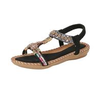 Dasongff Sandalias Mujer Verano Sandalias Ortopédicas Mujer Verano Cuña Punta Abierta Cómodo Plataforma Zapatos De Playa Cuña Primavera Rhinestone Verano Casual Moda Vestida 2025, Negro , 40 EU