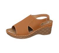 Dasongff Sandalias Ortopédicas MujeresCuña Cómodo Playa Zapatillas Mujer Verano Transpirable Plantillas Gruesas Antideslizante Bohemia Romano Sandals Proteger Tobillos, marrón, 41 EU