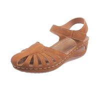 Dasongff - Sandalias para mujer, de moda, sandalias de playa, zapatillas de caminar, sandalias planas de verano, confort chic desodorante, chanclas antiolores, slip-ins a slip-ins antipliegues, marrón