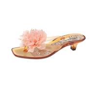 Dasongff - Sandalias para mujer, para mujer, ortopédicas, zapatillas elegantes, metalizadas, tacón pequeño, confort, elegante, para caminar, antiolores y slip-ins a poner antipliegues, dorado, 36 EU