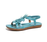 Dasongff Sandalias Planas de las Mujeres con Flores Sandalias con Soporte del Arco Plantar Verano Punta Abierta Slingback Elástico Estilo Bohemia Beach Sandal Casual Vacaciones Verano