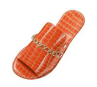 Dasongff Sandalias Planas Para Mujeres Antideslizante Sandals Sandalias de Playa Cómodo Punta Abierta Plana con Soporte del Arco Zapatos para Caminar, naranja, 42 EU