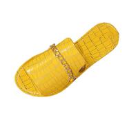 Dasongff Sandalias Planas Para Mujeres Antideslizante Sandals Sandalias de Playa Cómodo Punta Abierta Plana con Soporte del Arco Zapatos para Caminar, amarillo, 38 EU