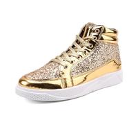 Dasongff Star Sneaker Sparkly Fashion Shiny Casual Bling Lentejuelas Concierto Chores Lona Low Top Lace Up Cómodo Retrocedado para una fiesta de boda en la calle Street, D dorado., 41 EU