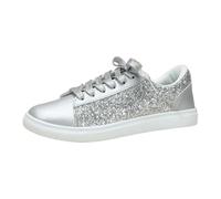 Dasongff Star Sneaker Sparkly Fashion Shiny Casual Bling Lentejuelas Concierto Chores Lona Low Top Lace Up Cómodo Retrocedado para una fiesta de boda en la calle Street, Plata C, 41 EU