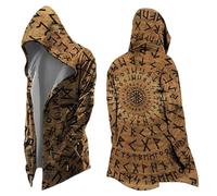 Dasongff - Sudadera con capucha para hombre, talla valhalla, máscara de lobo Odin Runes Norse Brújula Vikingos, chaqueta de chándal de longitud media, chaqueta de punto para el diario y el deporte