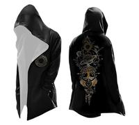 Dasongff - Sudadera con capucha para hombre, talla valhalla, máscara de lobo Odin Runes Norse Brújula Vikingos, chaqueta de chándal de longitud media, chaqueta de punto para el diario y el deporte