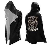 Dasongff - Sudadera con capucha para hombre, talla valhalla, máscara de lobo Odin Runes Norse Brújula Vikingos, chaqueta de chándal de longitud media, chaqueta de punto para el diario y el deporte