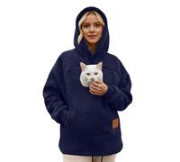 Dasongff - Sudadera con capucha para mujer, invierno, con bolsillo canguro y bolsillo de transporte para animales, con cremallera, sudadera canguro para perro extragrande, cómoda para dueña de