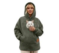 Dasongff - Sudadera con capucha para mujer, invierno, con bolsillo canguro y bolsillo de transporte para animales, con cremallera, sudadera canguro para perro extragrande, cómoda para dueña de