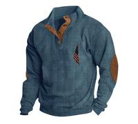 Dasongff Sudadera de los Hombres de Pana Suéter de Cuello Alto de Manga Larga Sudadera Casual Sudadera con Botones y Cuello Alto Jersey para la Ciudad, Viajes y Ocio, azul celeste, S