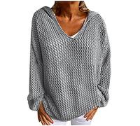 Dasongff - Sudadera para mujer, barato, sin capucha, para invierno, sudaderas, cálidas, para niña, adolescente, sudaderas, de punto de ganchillo, estampado en 3D, sudadera sin capucha, gris, M