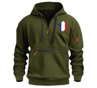 Dasongff Sudaderas con Capucha para Hombre Bandera Francesa Manga Larga con Cuello Medio-Cremallera Fitness Training Hoodie Maillot Support France Football Copa del Mundo 2026 para el Diario y el