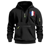 Dasongff Sudaderas con Capucha para Hombre Bandera Francesa Manga Larga con Cuello Medio-Cremallera Fitness Training Hoodie Maillot Support France Football Copa del Mundo 2026 para el Diario y el