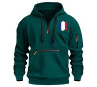 Dasongff Sudaderas con Capucha para Hombre Bandera Francesa Manga Larga con Cuello Medio-Cremallera Fitness Training Hoodie Maillot Support France Football Copa del Mundo 2026 para el Diario y el