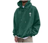 Dasongff Sudaderas con capucha para hombre de manga larga con cuello redondo suéter informal ligero con capucha Cruz Jesucristo Cristianismo Dios Evangelio Cristiano Biblia Sudadera con capucha para