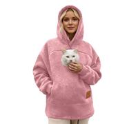 Dasongff Sudaderas con capucha para mujer invierno con bolsillo canguro y bolsillo de transporte para animales, sudadera canguro perro de gran tamaño con cremallera cómoda para amante de mascotas 1