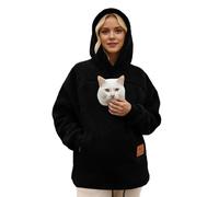 Dasongff Sudaderas con capucha para mujer invierno con bolsillo canguro y bolsillo de transporte para animales, sudadera canguro perro con cremallera extragrande cómoda para amante de mascotas 1