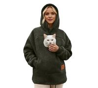 Dasongff Sudaderas con capucha para mujer invierno con bolsillo canguro y bolsillo de transporte para animales, sudadera canguro perro de gran tamaño con cremallera cómoda para amante de mascotas 1